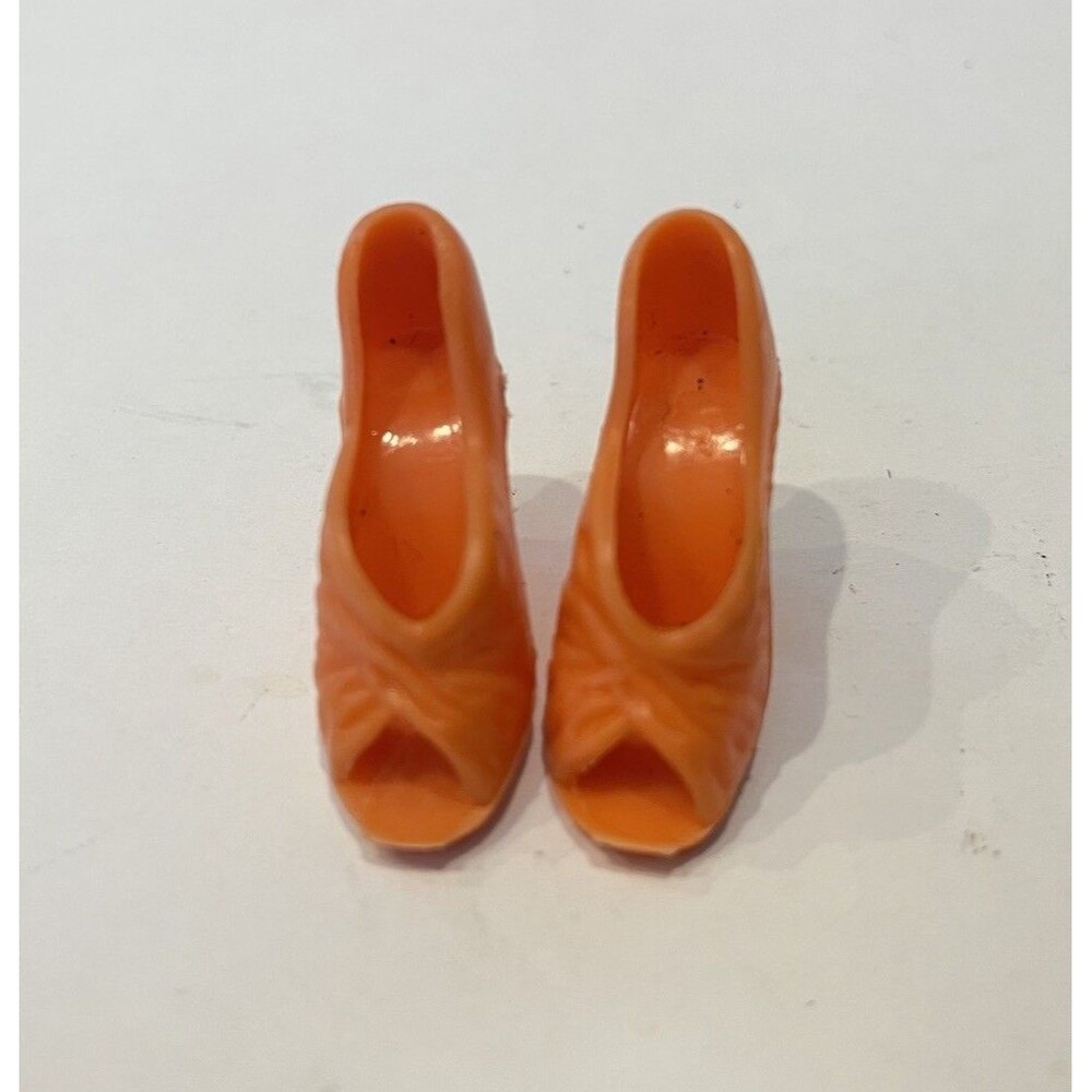 Vintage 1970's Mego Cher Farrah Orange High Heel Open Toe Heels Shoes